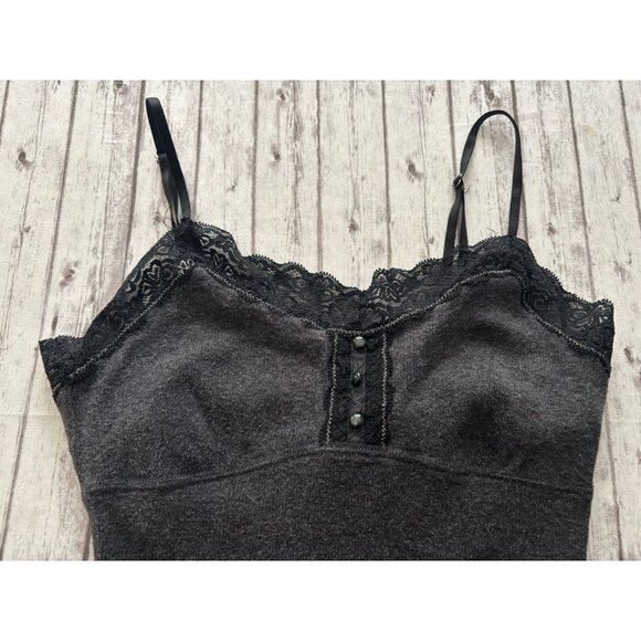 Y2k Dark Grey XS American Eagle Lace Tank  Cami Long Layering Shelf Bra - Picture 3 of 10